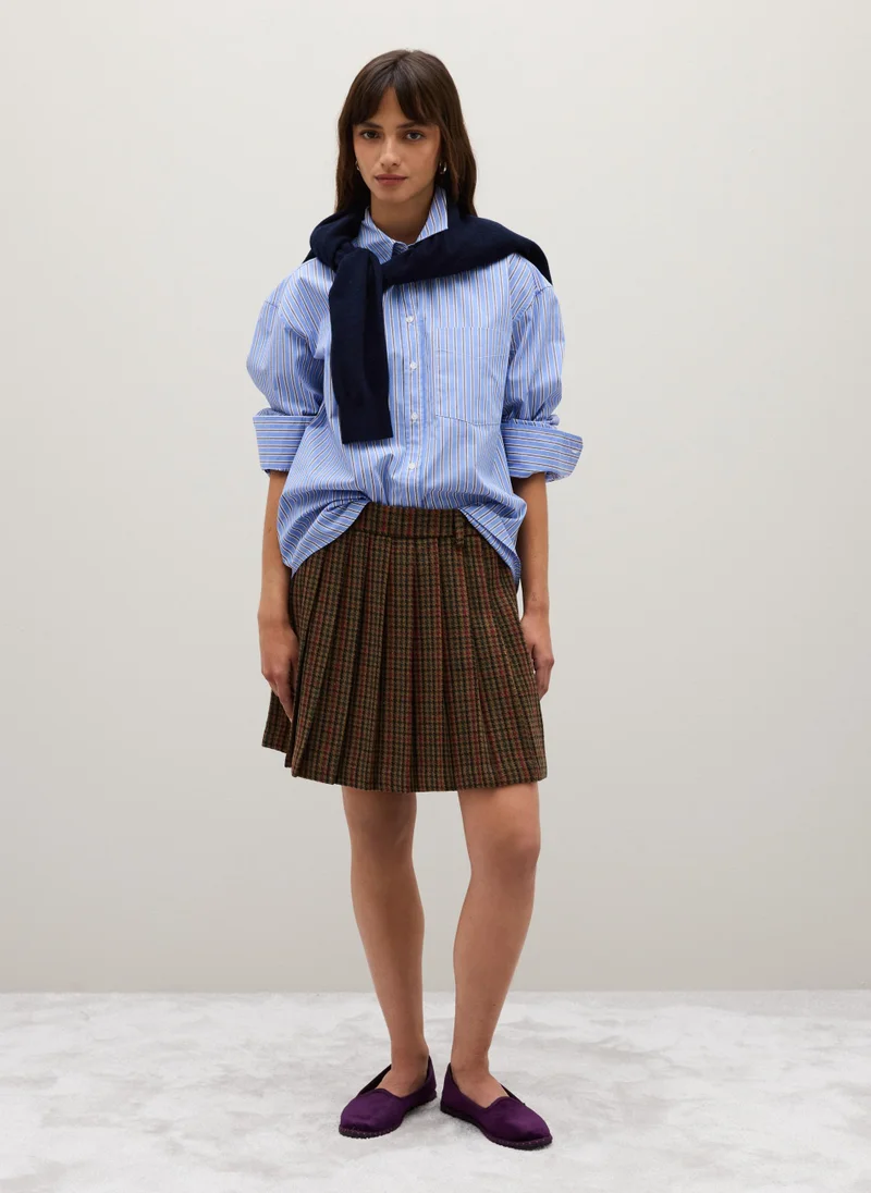 Ovs OVS Brown Wool-Blend Pleated Skirt